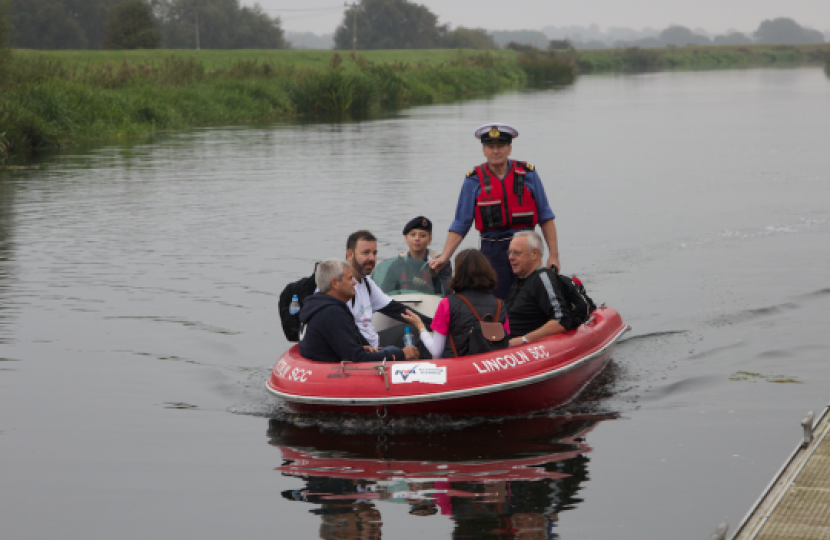 Crossing the river Witham with the help of the Lincoln Sea Cadets